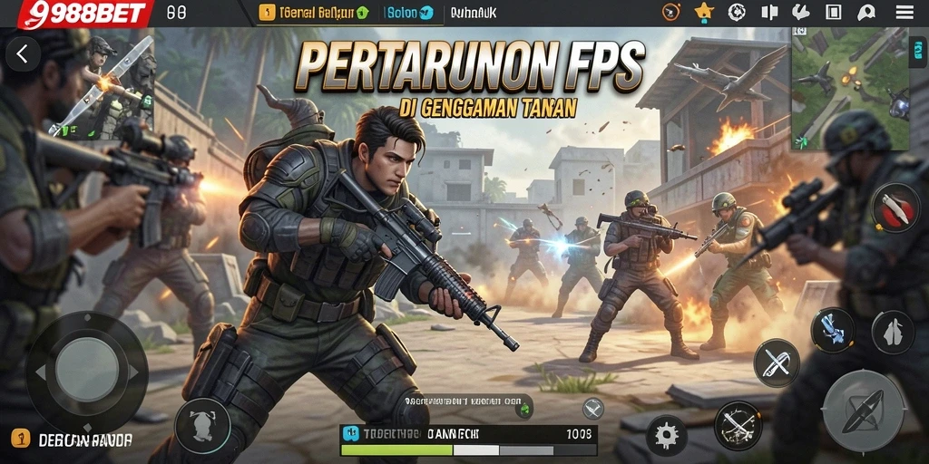 Screenshot menampilkan aksi intens permainan FPS 988BET.