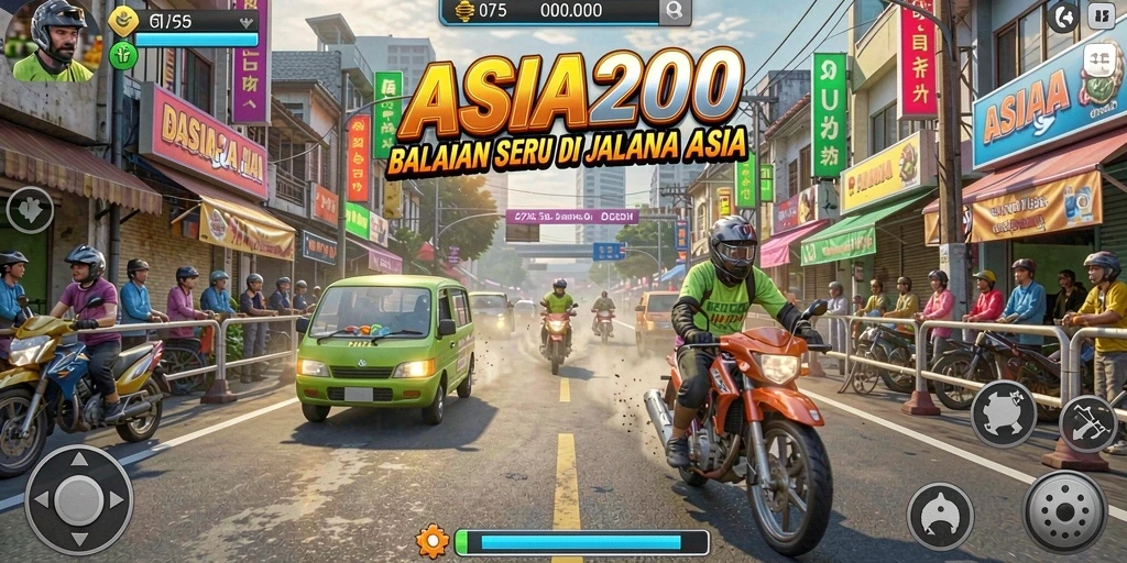 Gameplay seru ASIA200 dengan balapan mendebarkan di jalanan Asia.