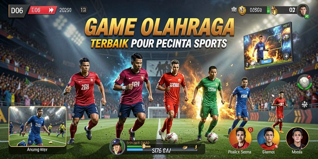 Screenshot menunjukkan gameplay dinamis D06 dengan aksi olahraga yang mendebarkan.