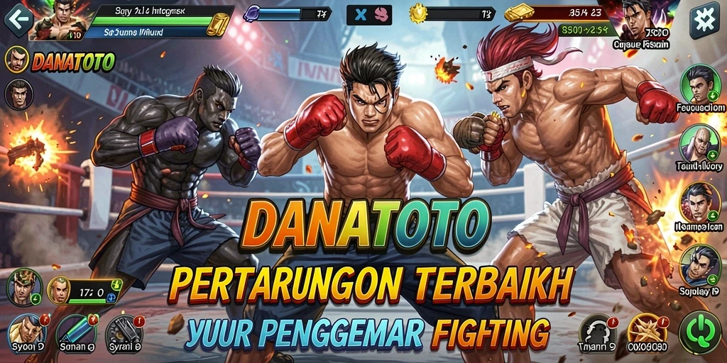 Screenshot memperlihatkan aksi pertarungan seru dalam DANATOTO.