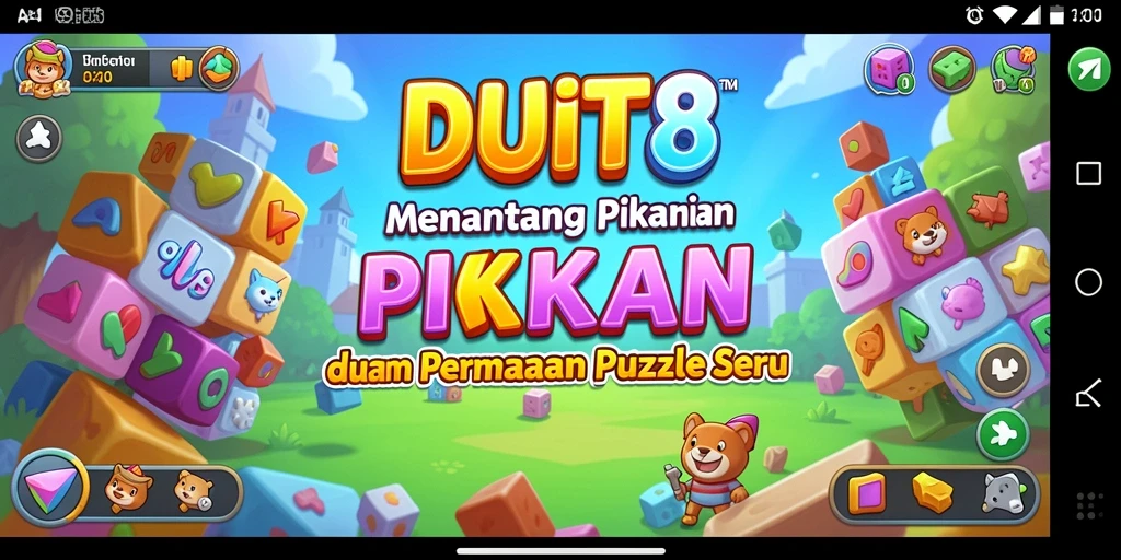 Screenshot utama menunjukkan gameplay seru puzzle DUIT8.