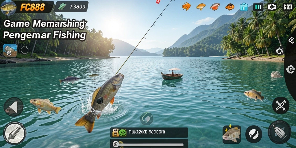 Tampilan gameplay FC888 yang menarik dengan aksi memancing yang seru.