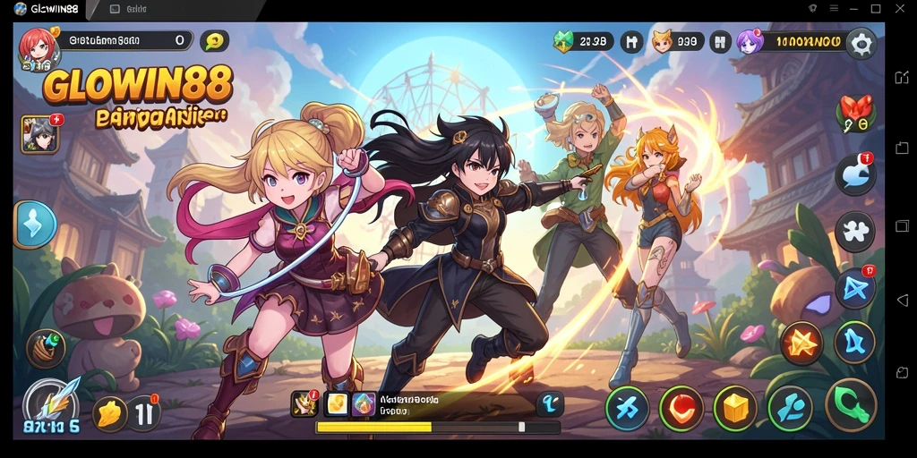 Tangkapan layar gameplay GLOWIN88 menampilkan aksi karakter anime yang dinamis.
