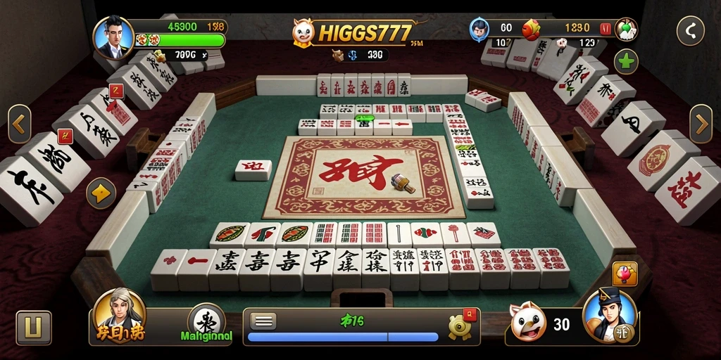 Tangkapan layar gameplay HIGGS777 menampilkan keseruan permainan Mahjong.