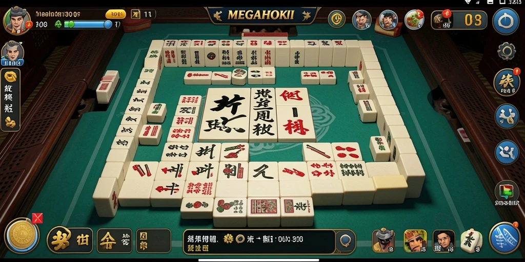 Tampilan gameplay MEGAHOKI yang memukau dalam permainan Mahjong.