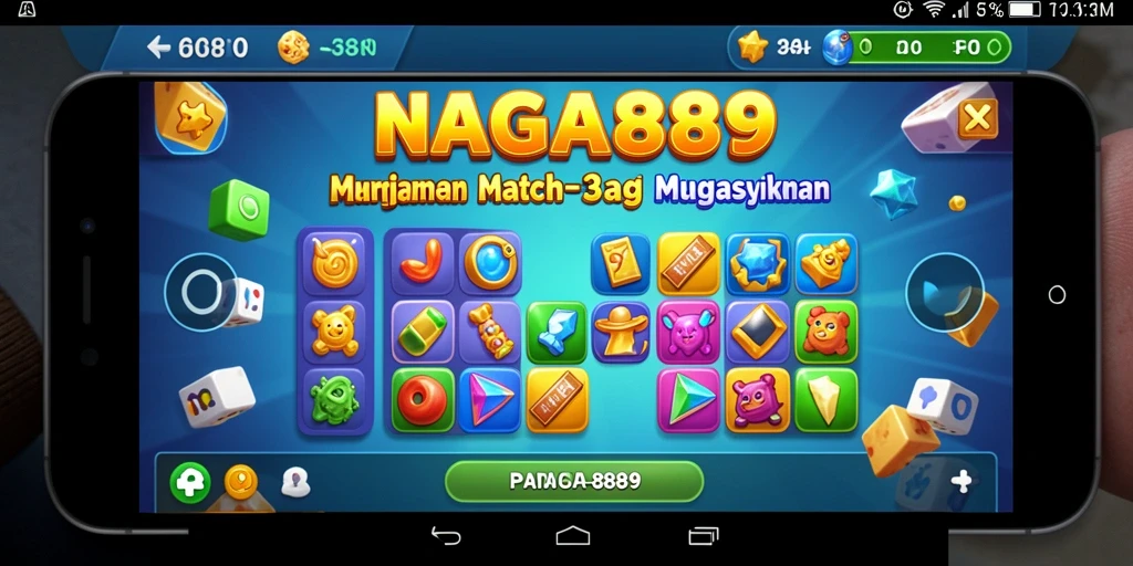 Tampilan gameplay Match-3 yang menawan di NAGA889.