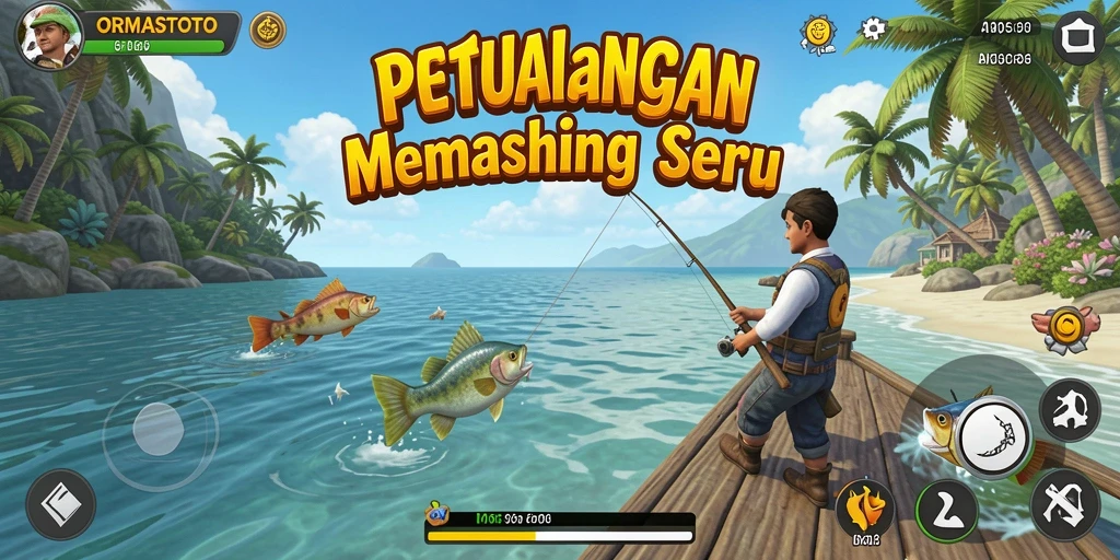 Screenshot menampilkan aksi menangkap ikan di ORMASTOTO yang seru.