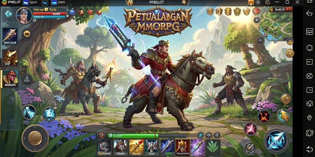 Screenshot gameplay PP8SLOT menampilkan pertempuran epik di dunia MMORPG.