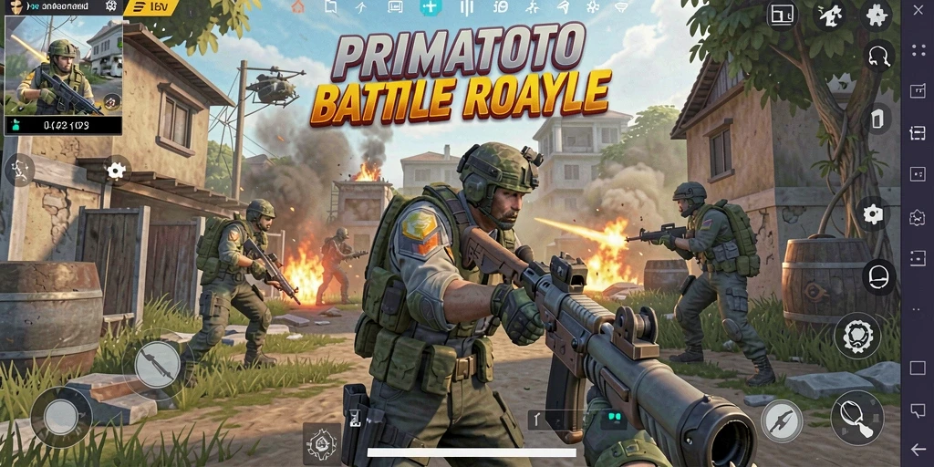 Tangkapan layar menampilkan aksi seru gameplay Battle Royale di PRIMATOTO.