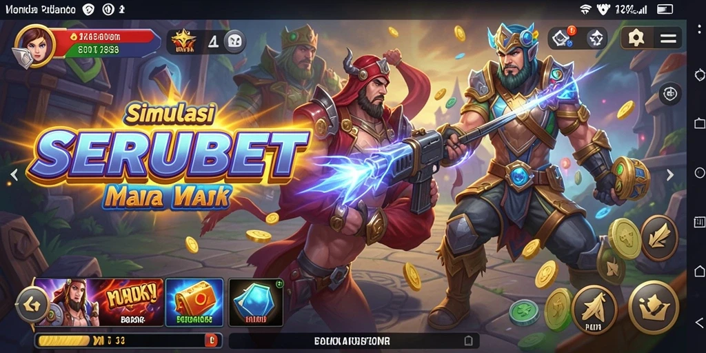 Screenshot gameplay SERUBET menunjukkan interaksi pemain dalam simulasi dunia yang menarik.