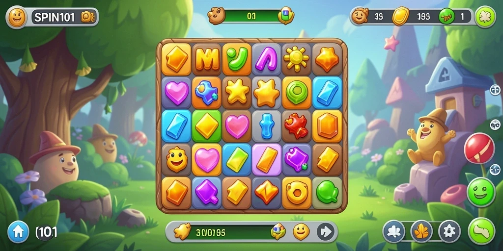 Tampilan gameplay SPIN101 yang penuh warna dan mengasyikkan.