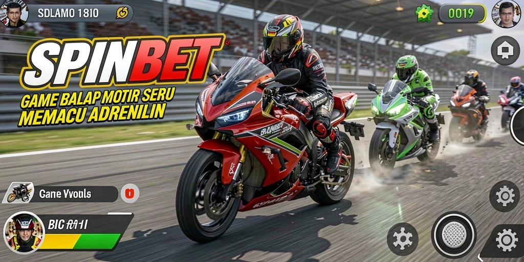 Tampilan gameplay seru balapan motor di SPINBET.