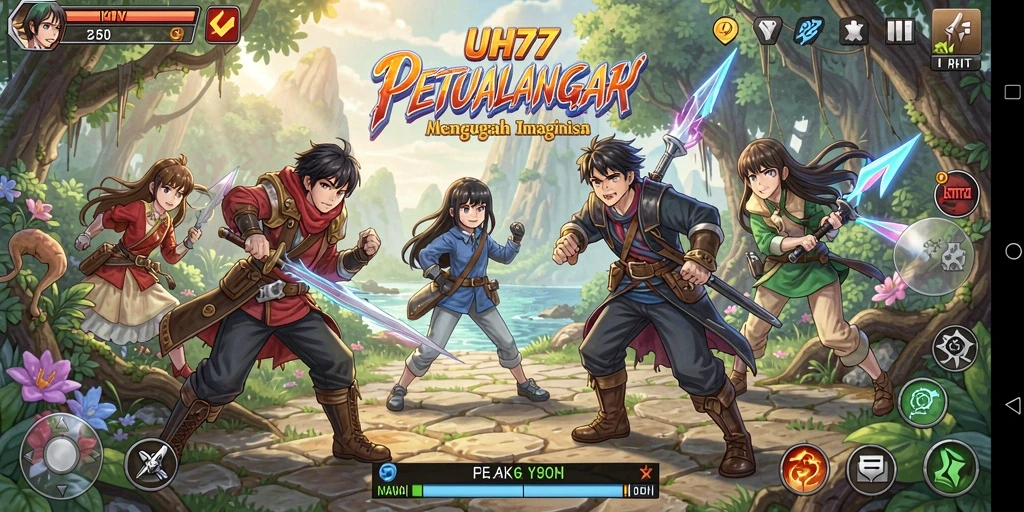 Tampilan gameplay UH77 yang penuh aksi dan warna.