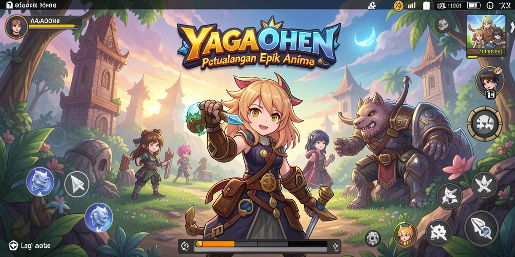 Tangkapan layar YAGAOHEN menampilkan karakter anime dalam aksi seru.